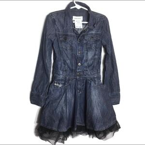 Diesel Girls denim dress with tulle skirt